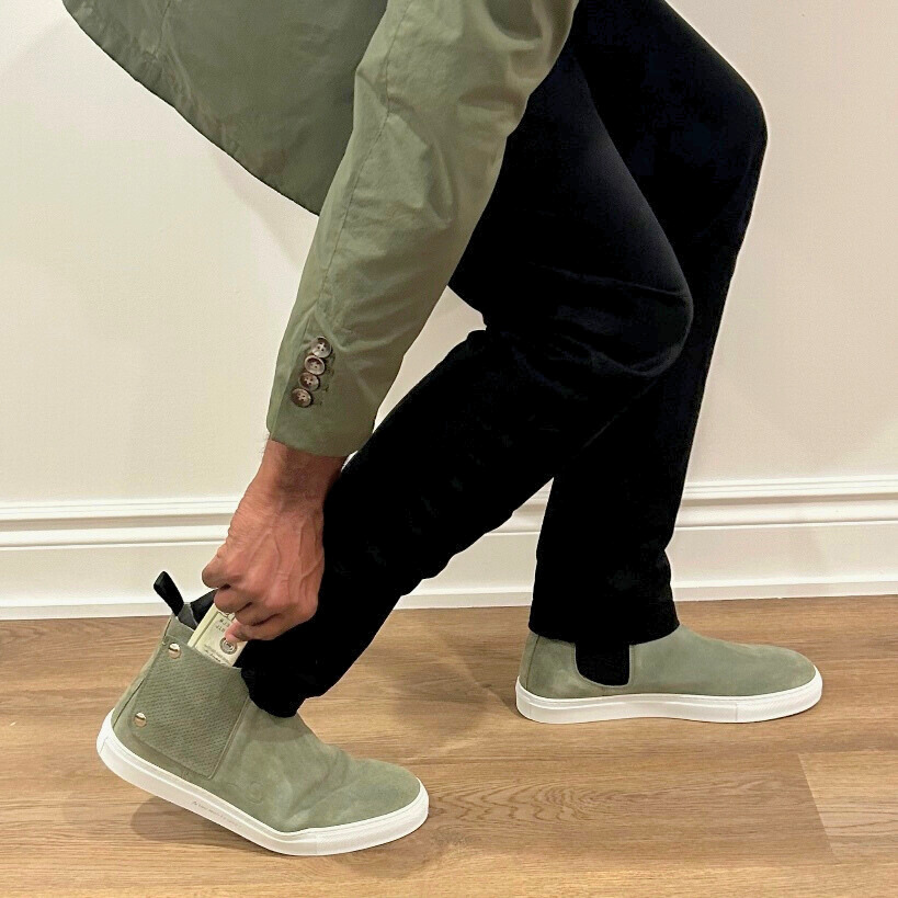 IRUNIK MEN S THE SECRET CHELSEA SNEAKER BOOTS WITH POCKET GREEN Irunik Store